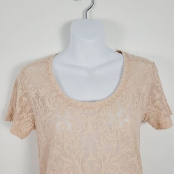 Club Monaco Linen Blend Sheer‎ Lace Short Sleeve Shirt Size Small - Picture 2 of 8